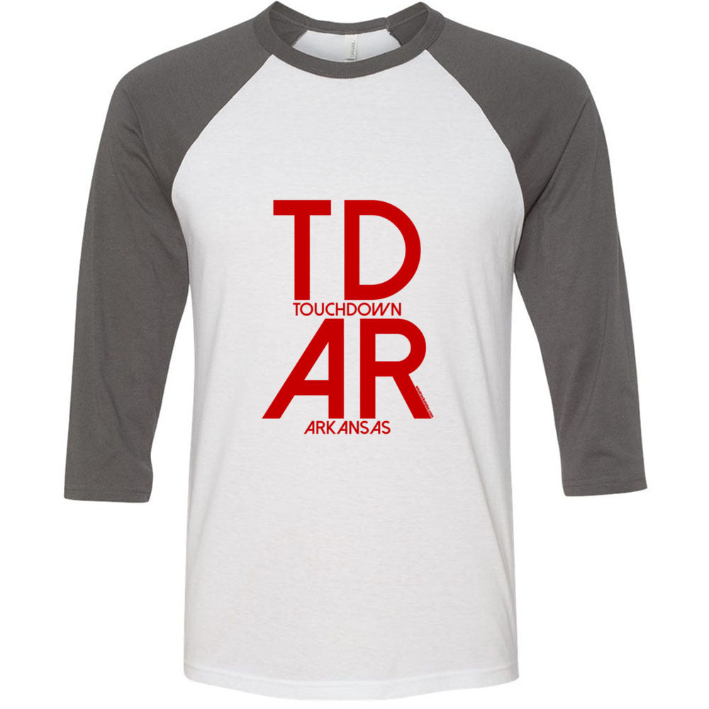 Touchdown Arkansas (Red) - Unisex Three-Quarter Sleeve Baseball T-Shirt