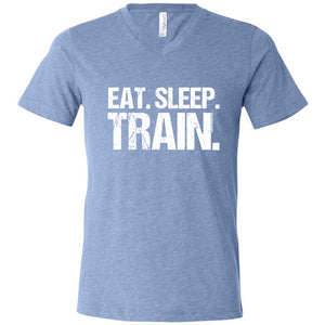 Eat. Sleep. Train. - Unisex Triblend Short Sleeve V-Neck Tee