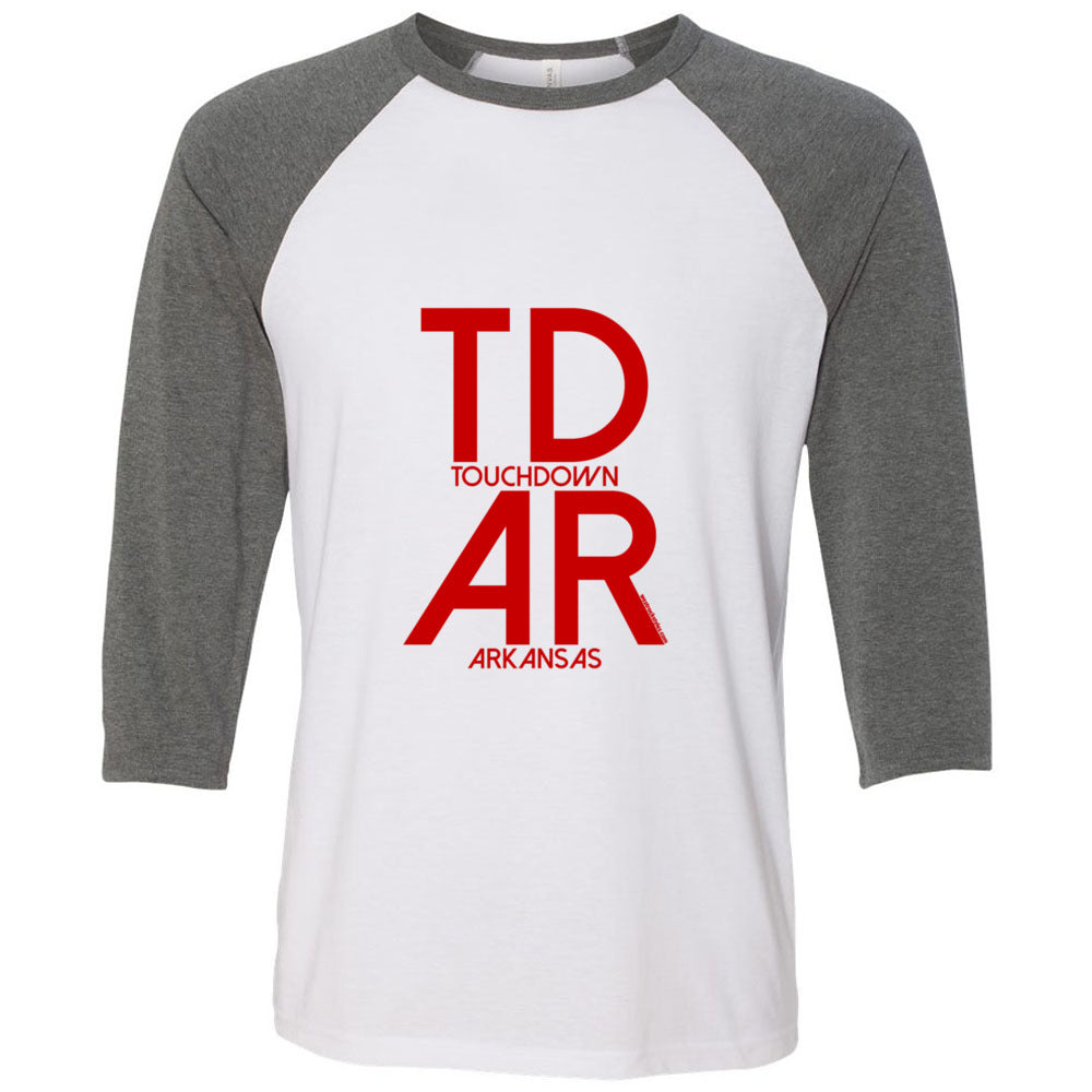 Touchdown Arkansas (Red) - Unisex Three-Quarter Sleeve Baseball T-Shirt