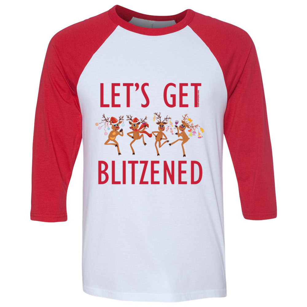 Let's Get Blitzened (Red) - Unisex Three-Quarter Sleeve Baseball T-Shirt