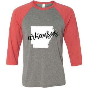 Arkansas Script - Unisex Three-Quarter Sleeve Baseball T-Shirt