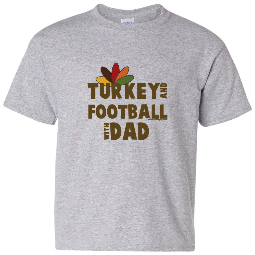 Turkey and Football with Dad - Heavy Cotton Youth T-Shirt