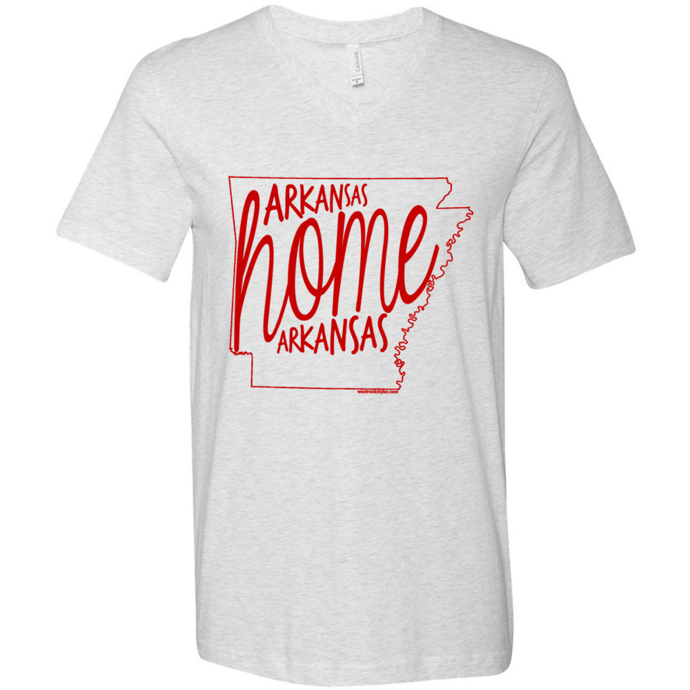 Arkansas Home (Red) - Unisex Short Sleeve V-Neck Jersey Tee