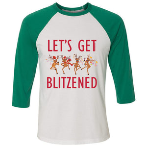 Let's Get Blitzened (Red) - Unisex Three-Quarter Sleeve Baseball T-Shirt